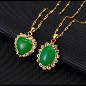 Jade Oval necklace,oval Shape Chinese Green Jade Necklace